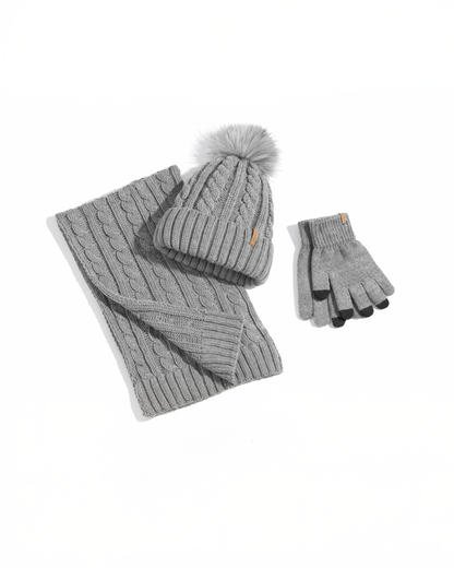 EvoComfort™ Women’s Winter Gift Set (3-in-1)  – Beanie Hat, Touchscreen Gloves & Fleece Wool Scarf