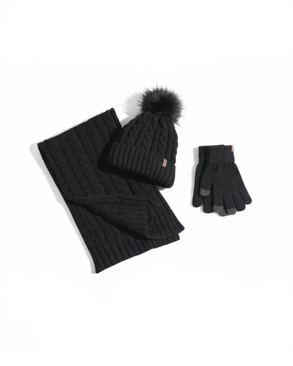 EvoComfort™ Women’s Winter Gift Set (3-in-1)  – Beanie Hat, Touchscreen Gloves & Fleece Wool Scarf