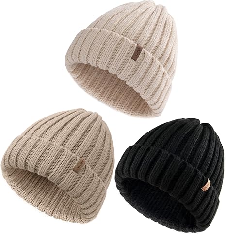 Winter Hats Fleece Lined Beanie Knit
