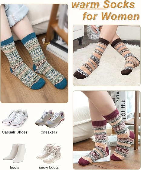 5 pack Thermal Fashion Wool Socks