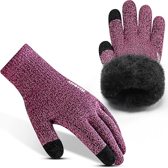 Thermal wool gloves, fleece lined,Touchscreen Fingers