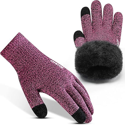 Thermal wool gloves, fleece lined,Touchscreen Fingers