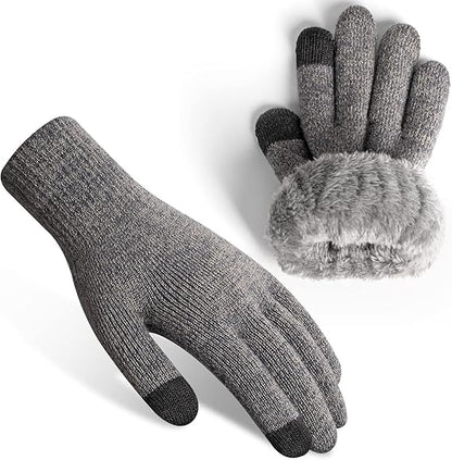 Thermal wool gloves, fleece lined,Touchscreen Fingers