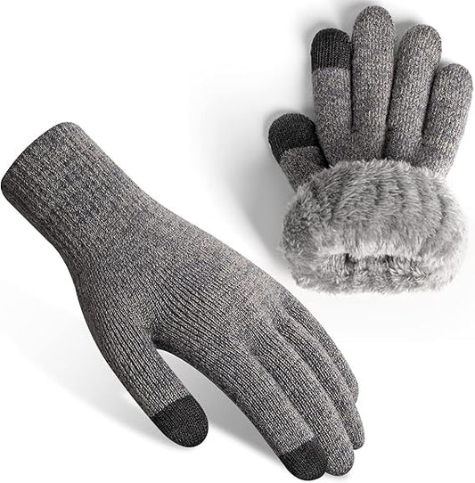 Thermal wool gloves, fleece lined,Touchscreen Fingers