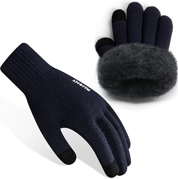 Thermal wool gloves, fleece lined,Touchscreen Fingers