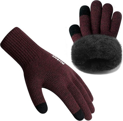 Thermal wool gloves, fleece lined,Touchscreen Fingers